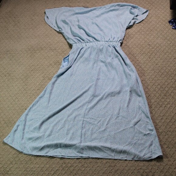 NWT Sienna Sky Size M Blue White Pattern Short Sleeve Fully Lined Maxi Dress - Picture 2 of 6